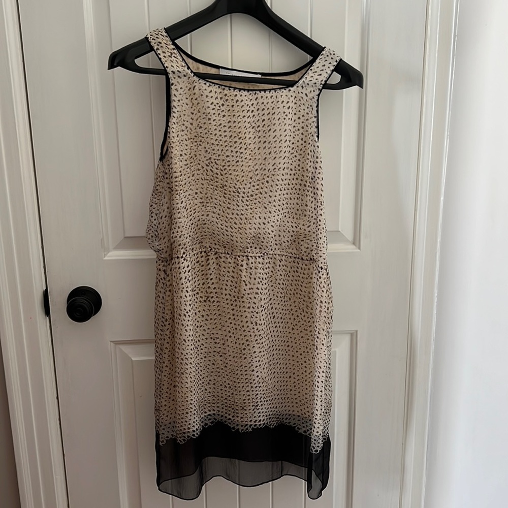 Proenza Schouler nude and black print silk dress.